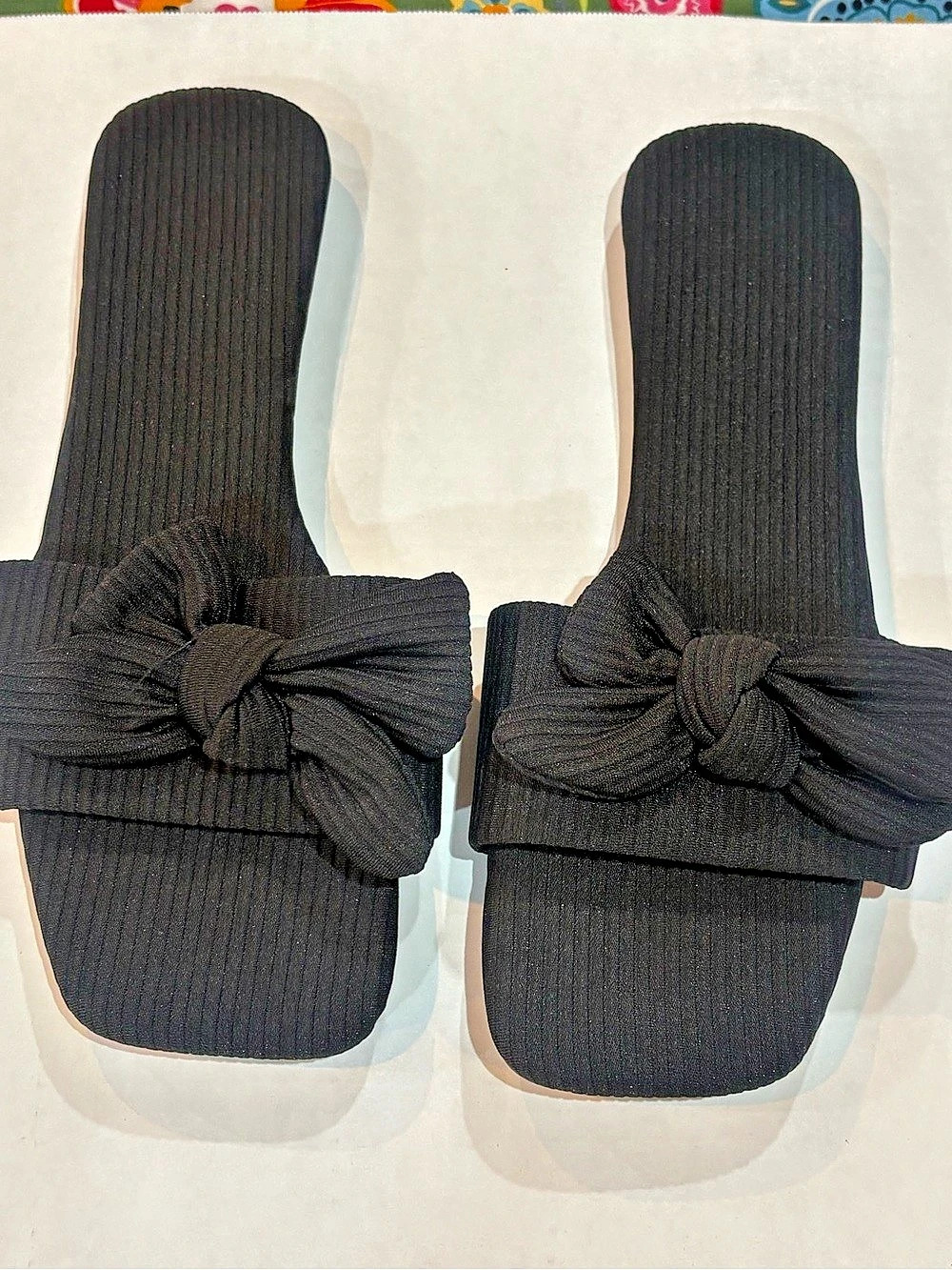 Black Bow Slide Sandals Like New